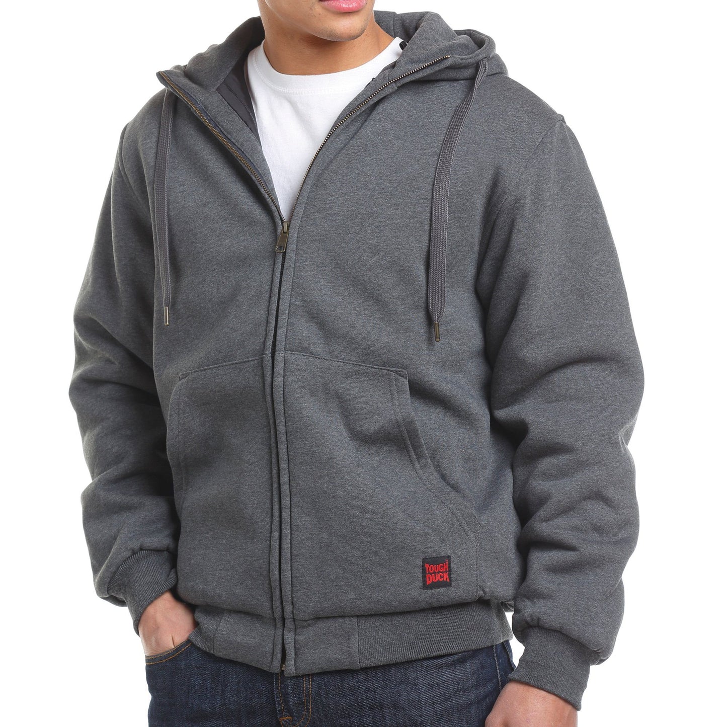 Tough Duck Insulated Zip Hoodie - WJ08 - Charcoal - model