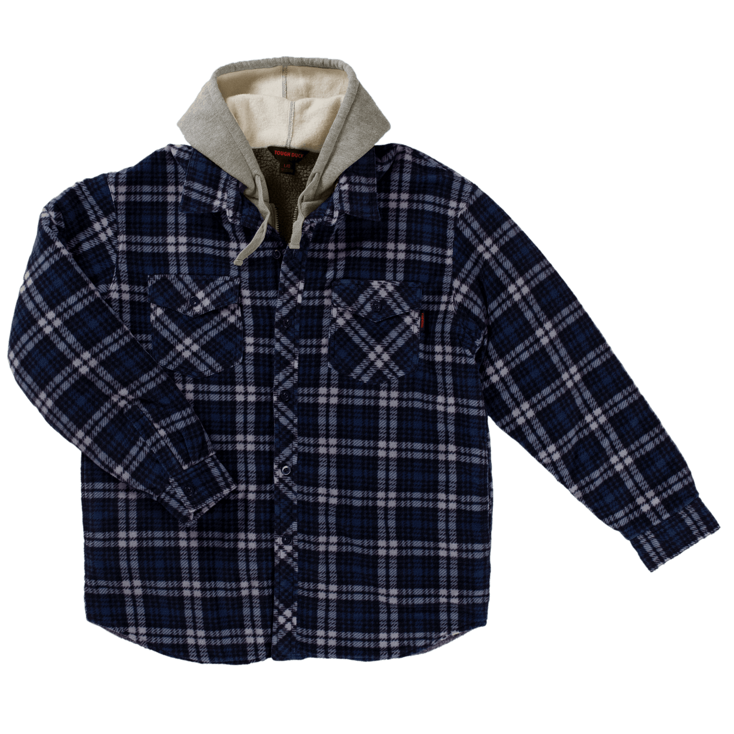 Tough Duck Sherpa Lined Fleece Shirt - WS02 - Blue Grey Plaid