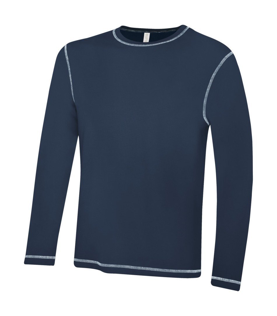 Premium Long Sleeve: Contrast Stitch - ATC0821 - True Navy/White