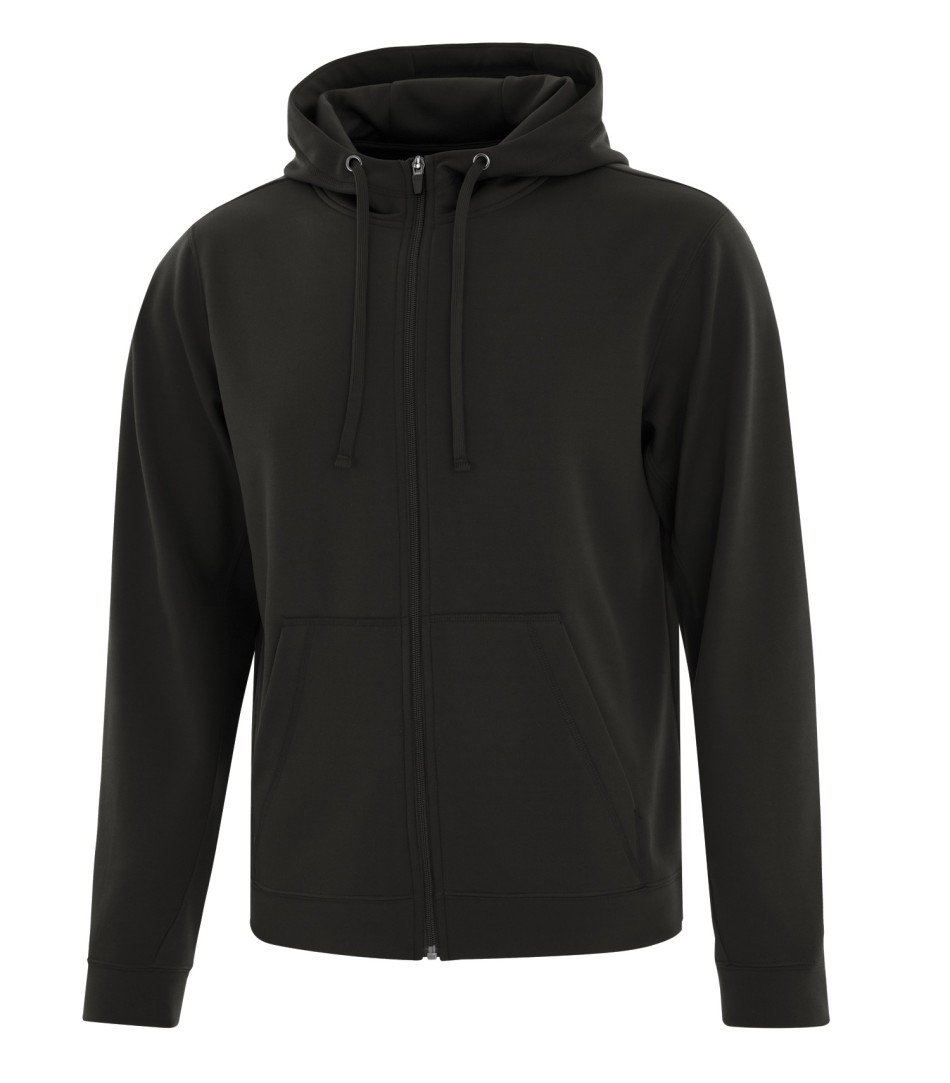 Performance Fleece Sweater: Men's Cut Basic Solid Colours Full Zip - F2004 - Black