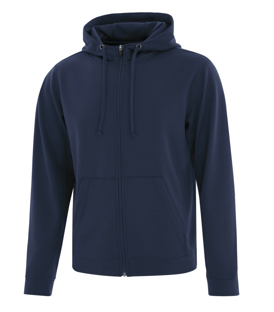 Performance Fleece Sweater: Men's Cut Basic Solid Colours Full Zip - F2004 - True Navy