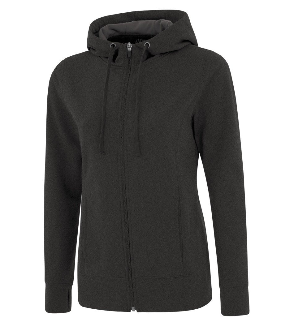 Performance Fleece Sweater: Women's Cut Basic Solid Colours Full Zip - L2004 - Charcoal Heather