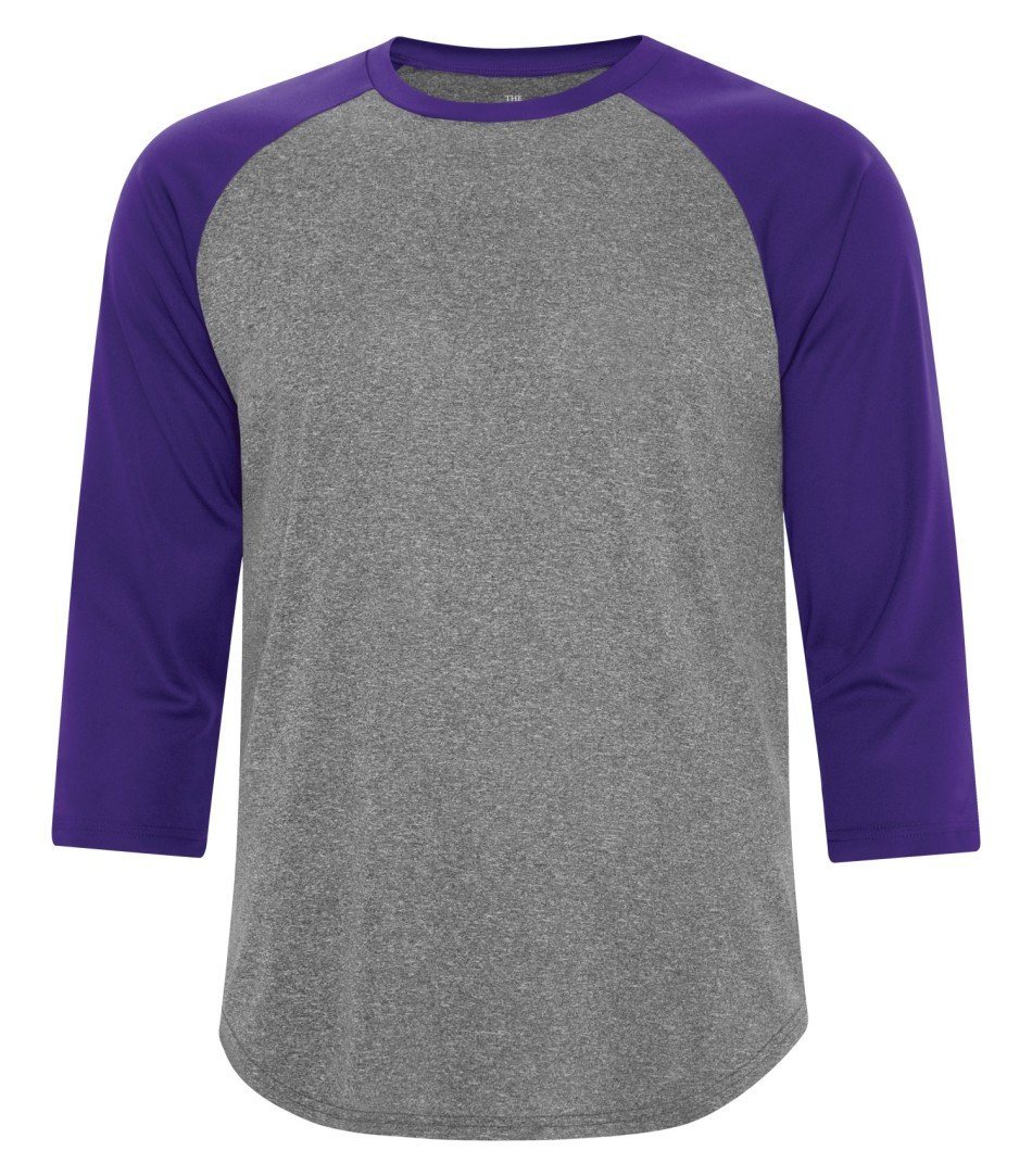 Performance 3/4 Sleeve: Baseball - S3526 - Charcoal/Purple