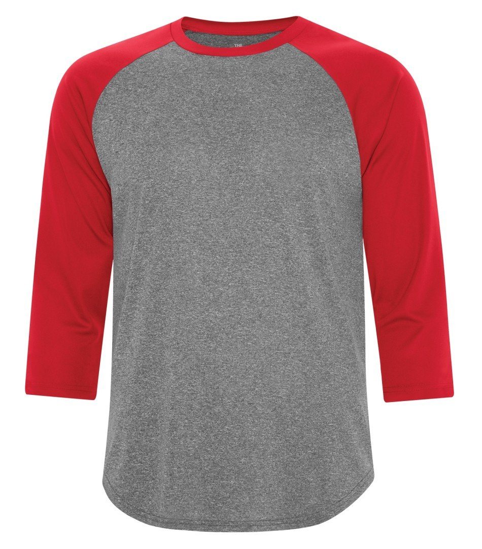 Performance 3/4 Sleeve: Baseball - S3526 - Charcoal/Red