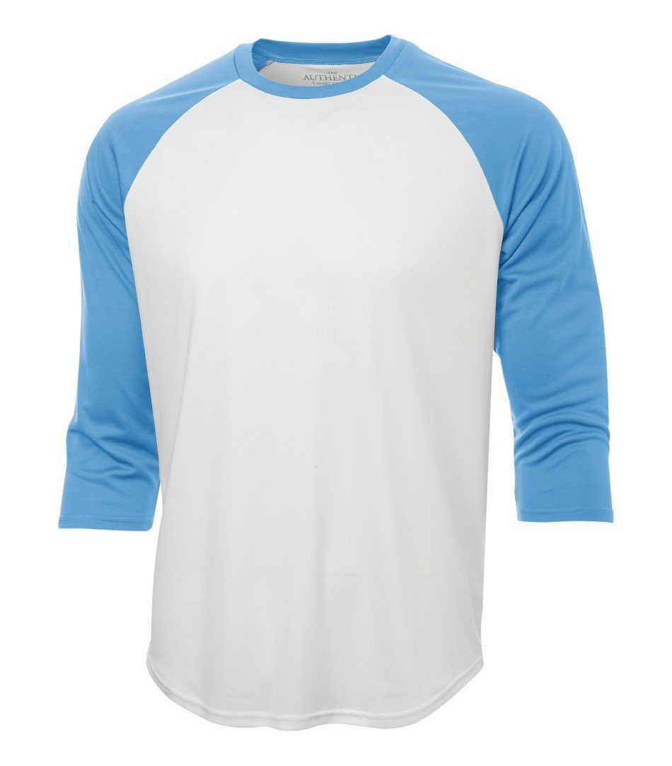 Performance 3/4 Sleeve: Baseball - S3526 - White/Carolina Blue