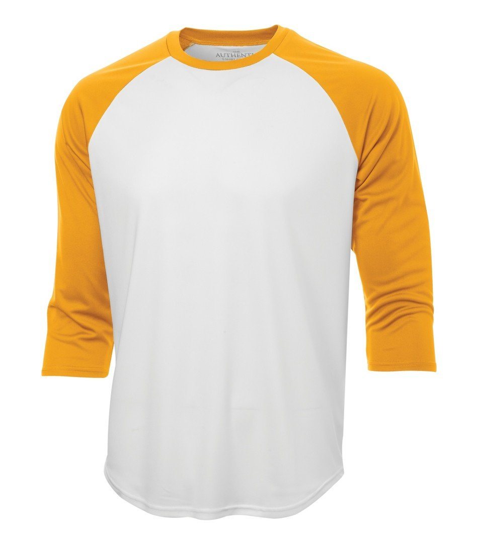 Performance 3/4 Sleeve: Baseball - S3526 - White/Gold