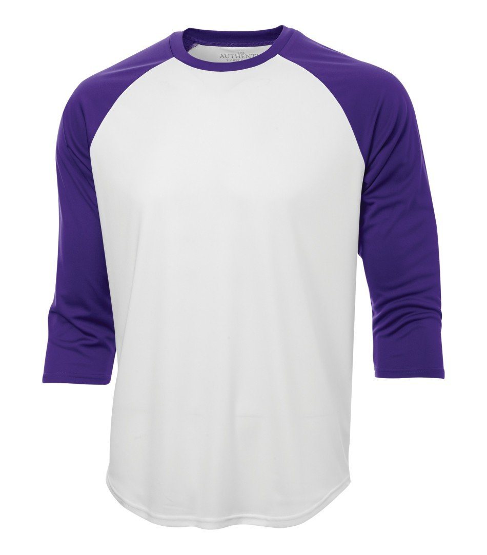 Performance 3/4 Sleeve: Baseball - S3526 - White/Purple