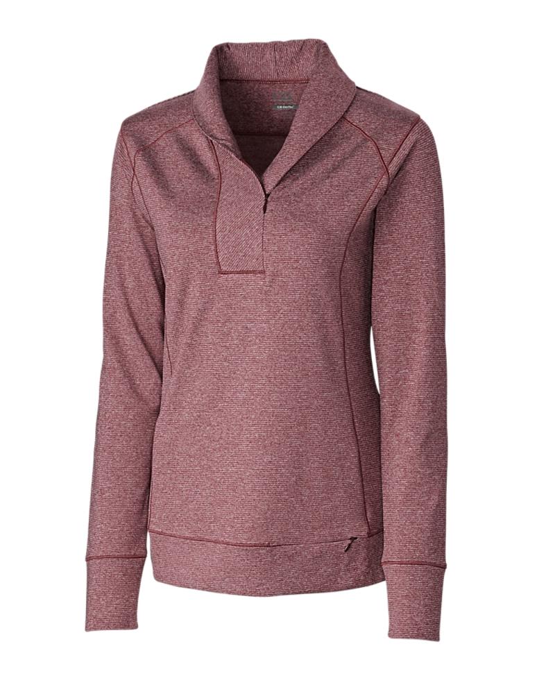 Cutter and Buck Shoreline Half Zip Sweater (Women's Cut) - LCK08663 - Bordeaux Heather
