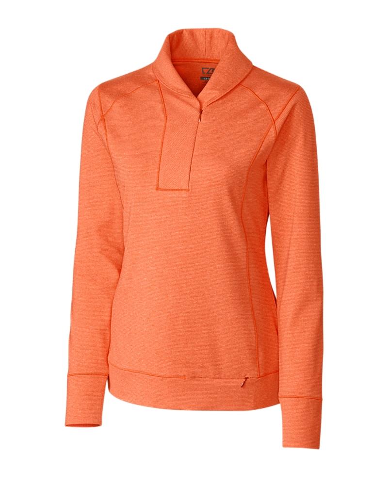 Cutter and Buck Shoreline Half Zip Sweater (Women's Cut) - LCK08663 - College Orange Heather
