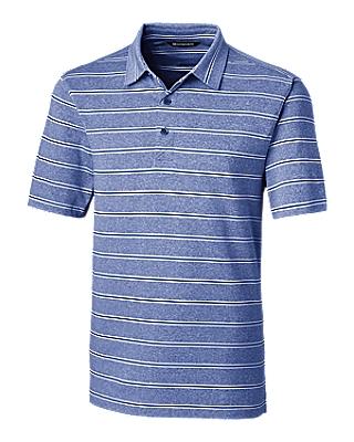 Cutter and Buck Forge Heather Stripe Polo - MCK00112 - Tour Blue