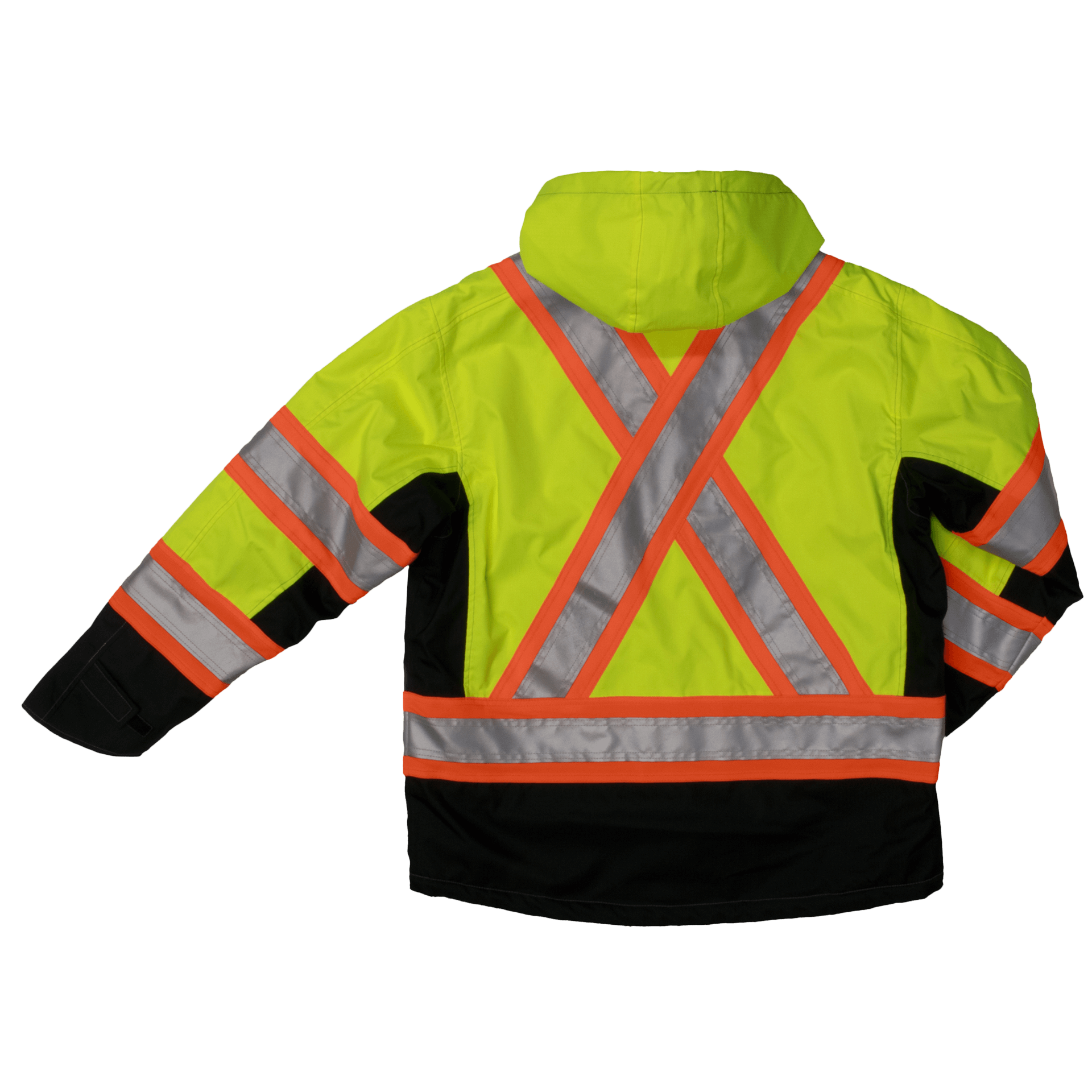 Tough Duck Fleece Lined Safety Jacket - S245 - Fluorescent Green - back