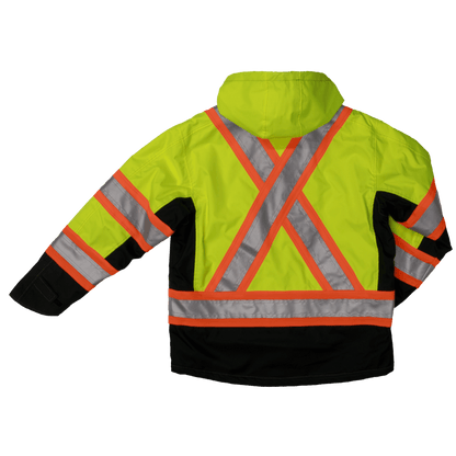 Tough Duck Fleece Lined Safety Jacket - S245 - Fluorescent Green - back