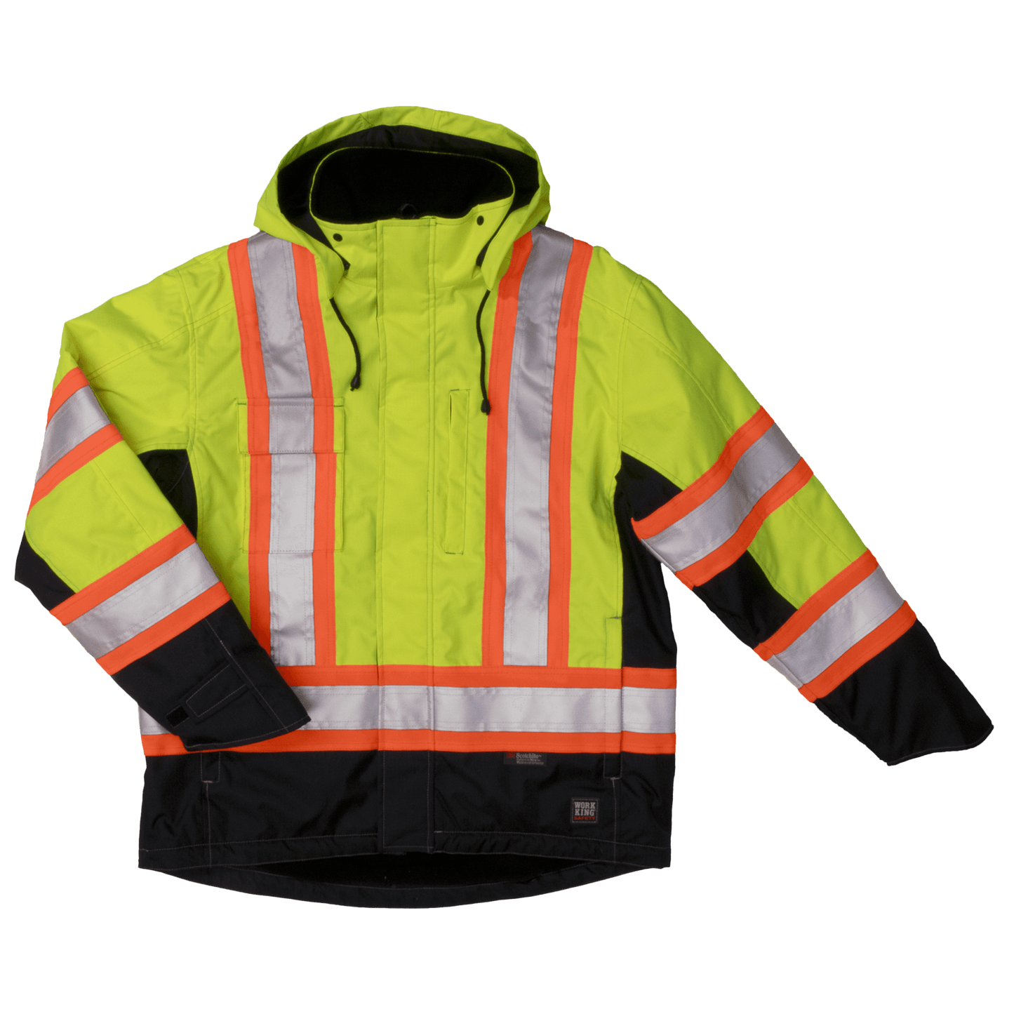 Tough Duck Fleece Lined Safety Jacket - S245 - Fluorescent Green