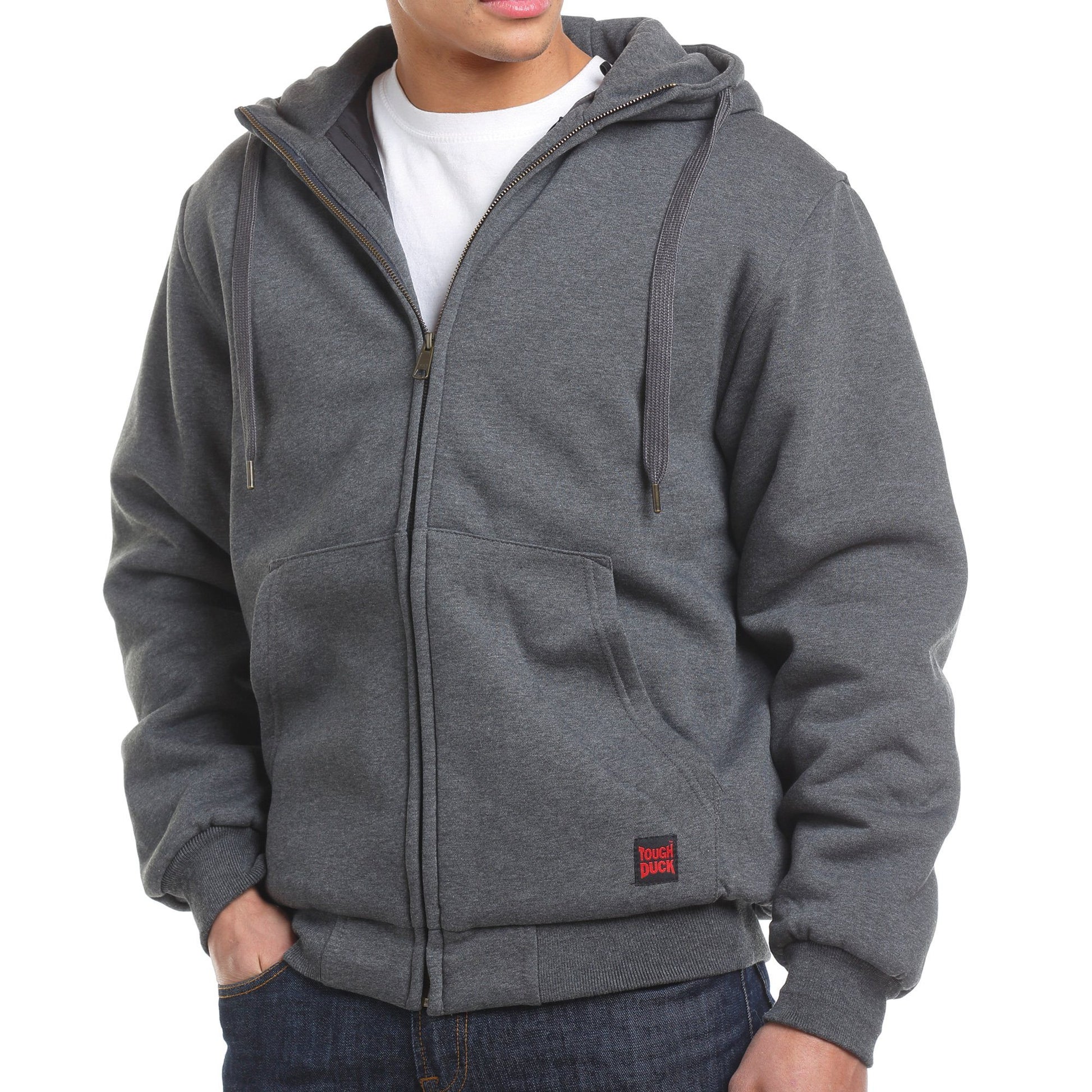 Tough Duck Insulated Zip Hoodie - WJ08 - Charcoal - model