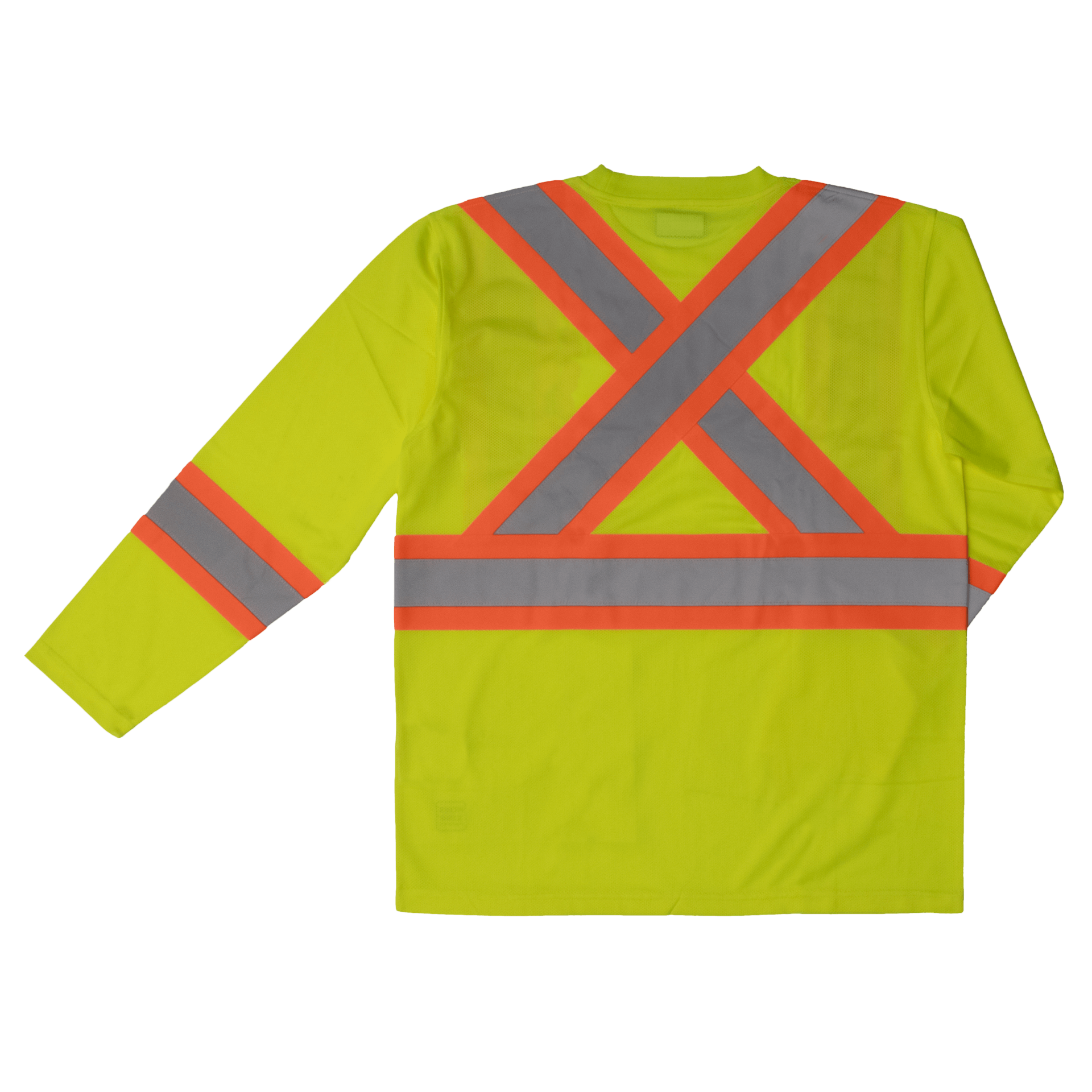 Tough Duck Long Sleeve Safety Shirt - ST10 - Fluorescent Green - back