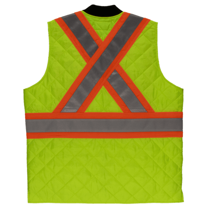 Tough Duck Quilted Safety Vest - SV05 - Fluorescent Green - back