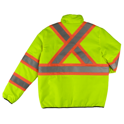 Tough Duck Reversible Safety Jacket - SJ27 - Fluorescent Green - back