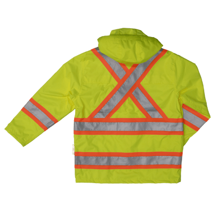 Tough Duck Safety Rain Jacket - S372 - Fluorescent Green - back