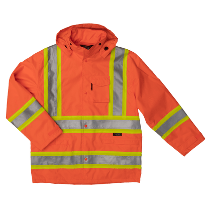 Tough Duck Safety Rain Jacket - S372 - Fluorescent Orange