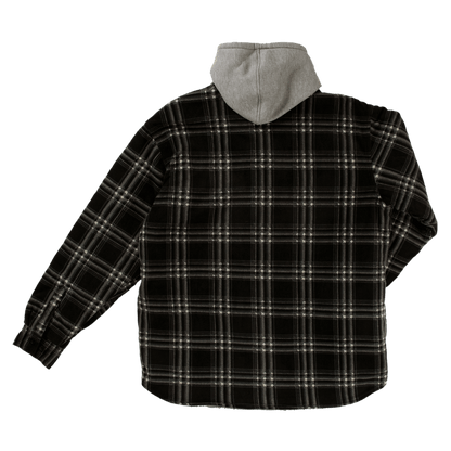 Tough Duck Sherpa Lined Fleece Shirt - WS02 - Charcoal Black Plaid - back