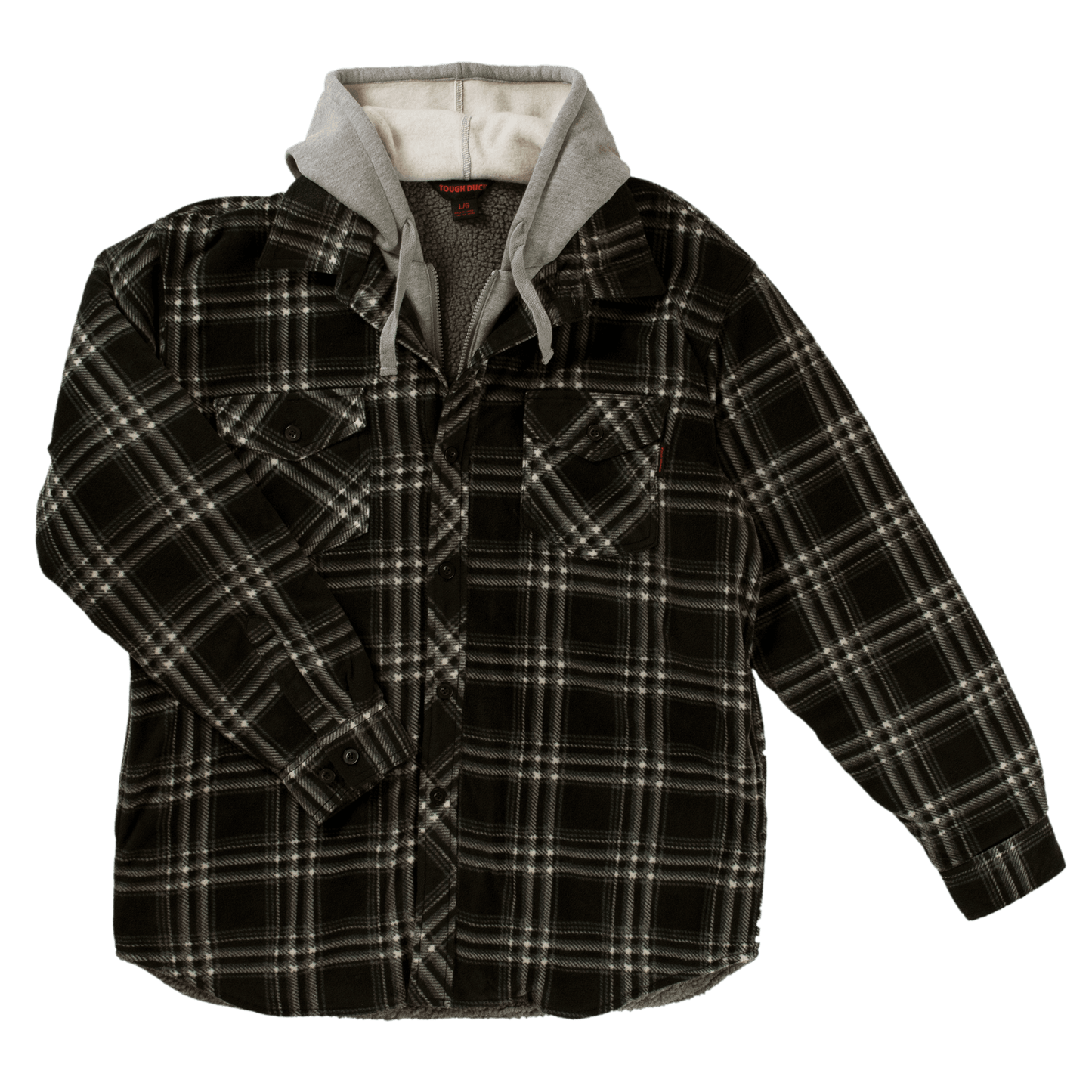 Tough Duck Sherpa Lined Fleece Shirt - WS02 - Charcoal Black Plaid