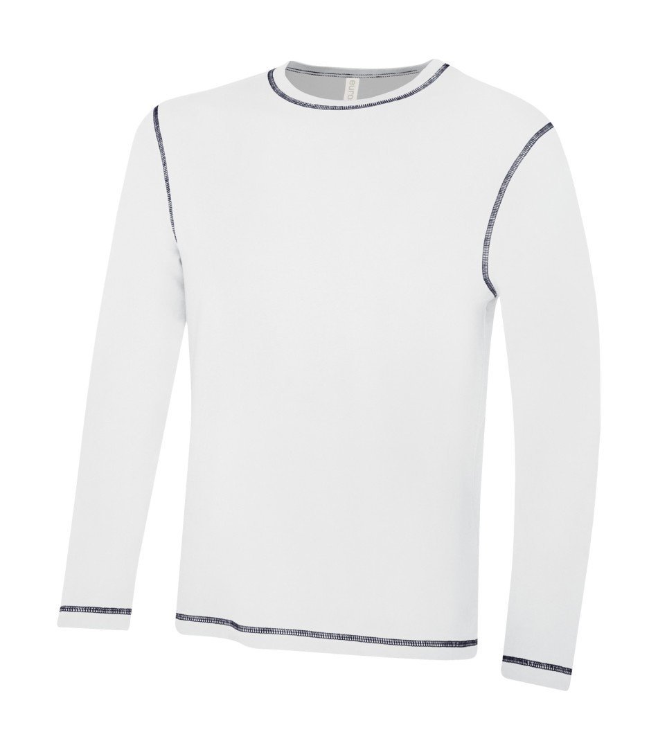 Premium Long Sleeve: Contrast Stitch - ATC0821 - White/True Navy