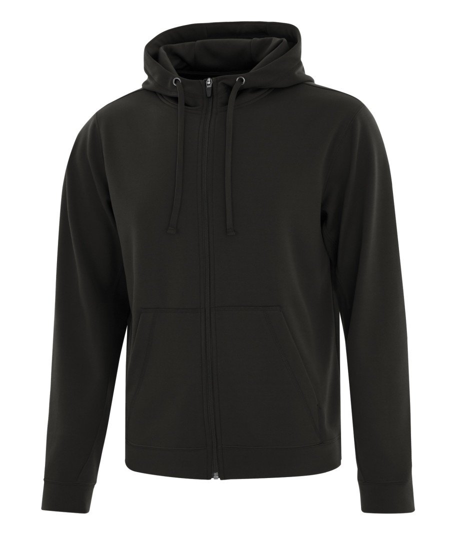 Performance Fleece Sweater:  Men's Cut Basic Solid Colours Full Zip - F2004 - Black