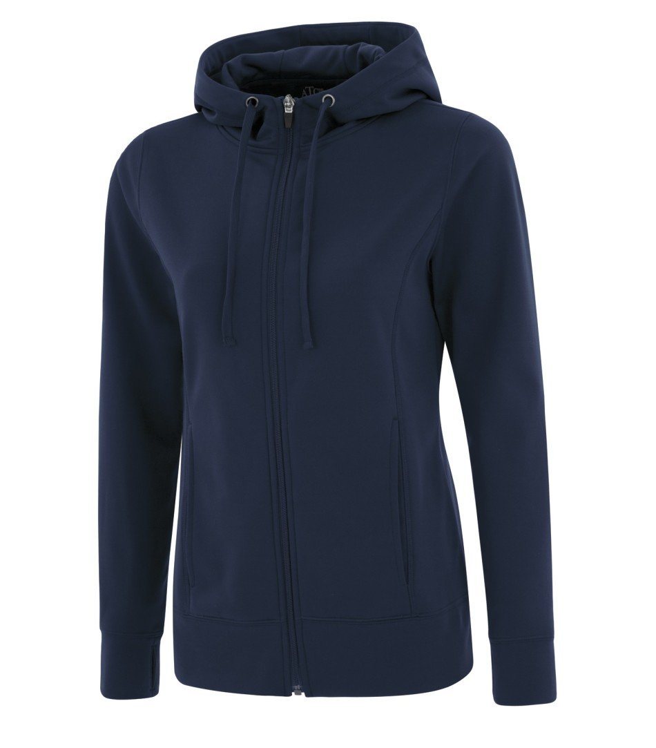 Performance Fleece Sweater:  Women's Cut Basic Solid Colours Full Zip - L2004 - True Navy