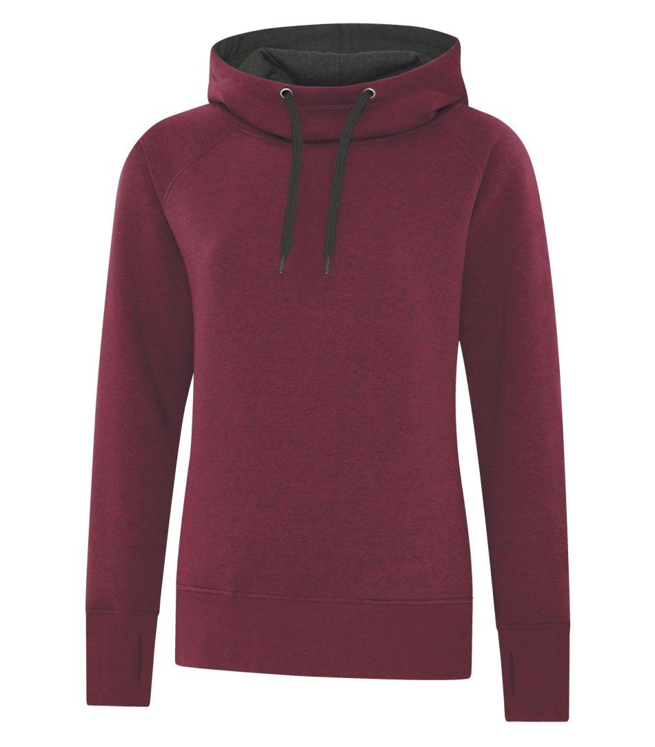 Premium Fleece Sweater: Women's Cut Black Drawstring - L2045 - Cardinal
