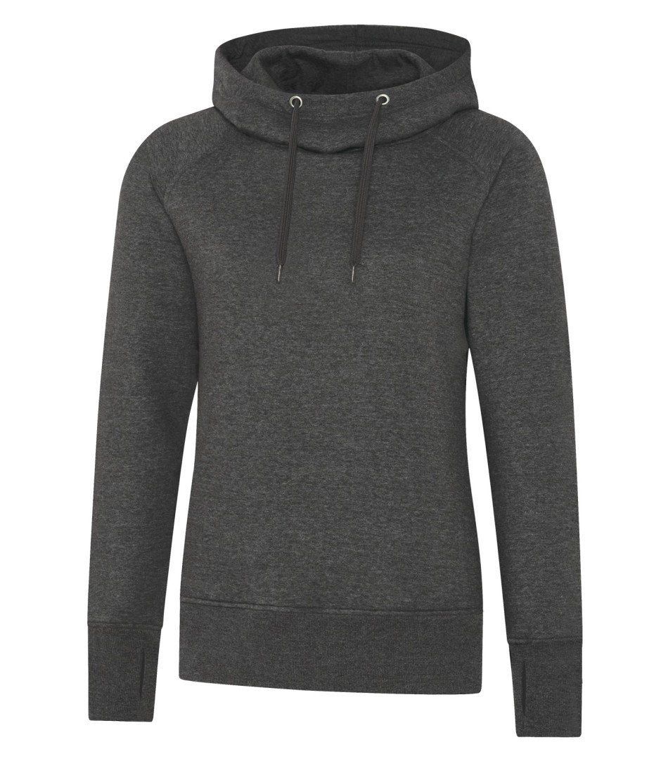 Premium Fleece Sweater: Women's Cut Black Drawstring - L2045 - Charcoal