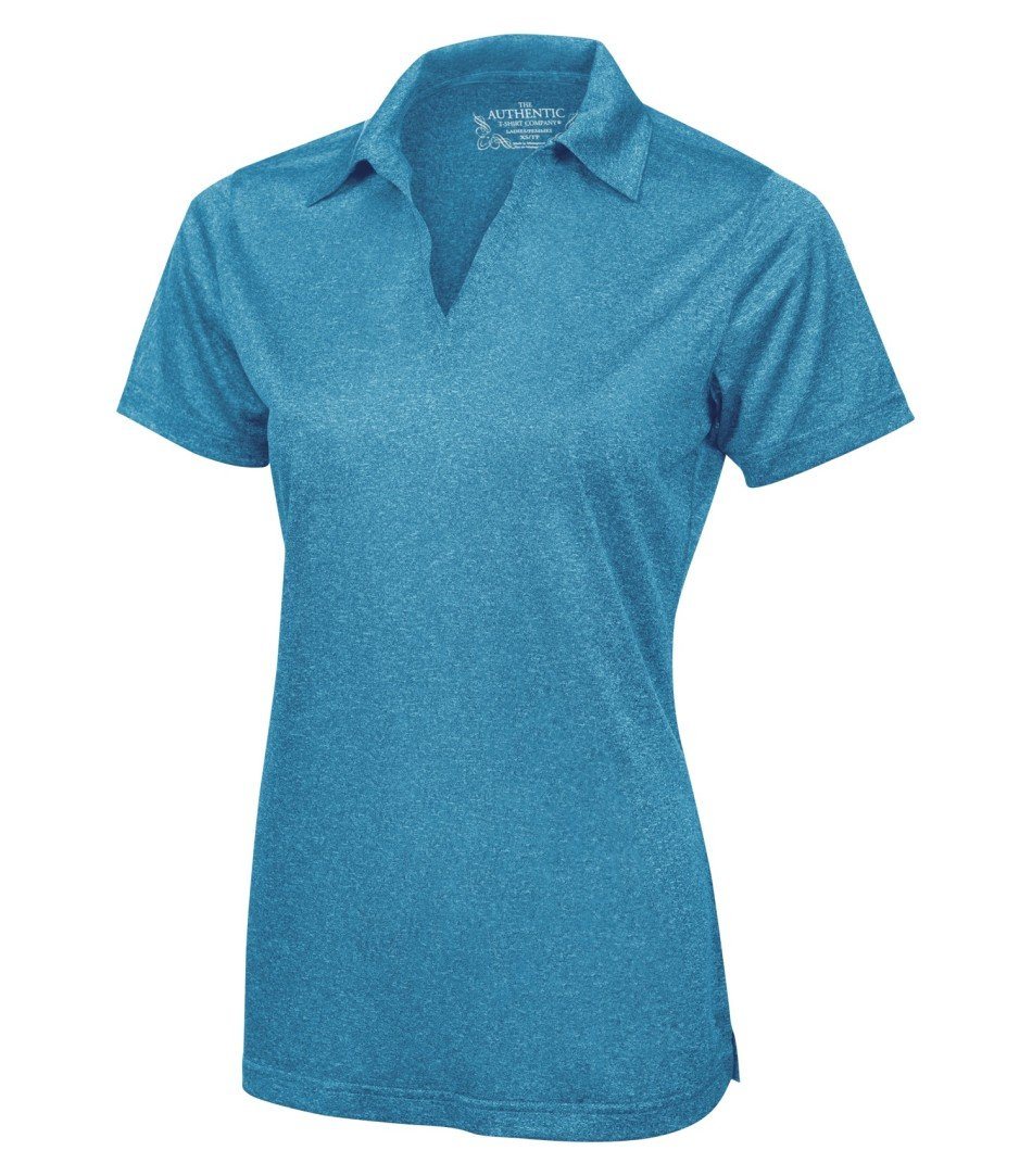 Basic Polo Shirt: Women's Cut Heather Pattern - L3518 - Blue Wake Heather