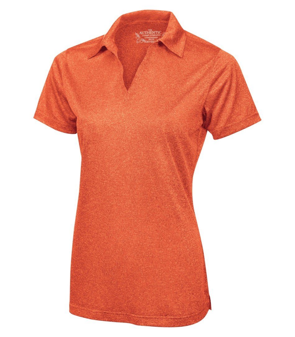 Basic Polo Shirt: Women's Cut Heather Pattern - L3518 - Deep Orange Heather