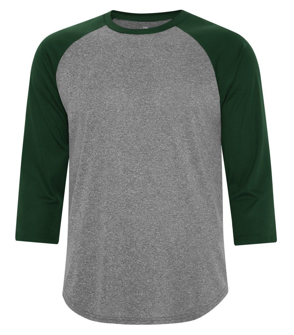 Performance 3/4 Sleeve: Baseball - S3526 - Charcoal/Forest Green