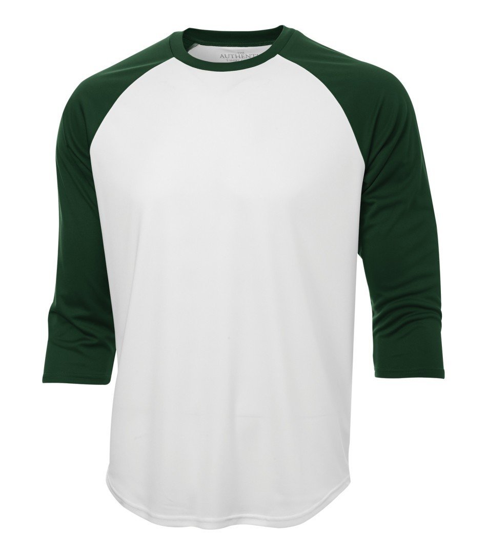 Performance 3/4 Sleeve: Baseball - S3526 - White/Forest Green